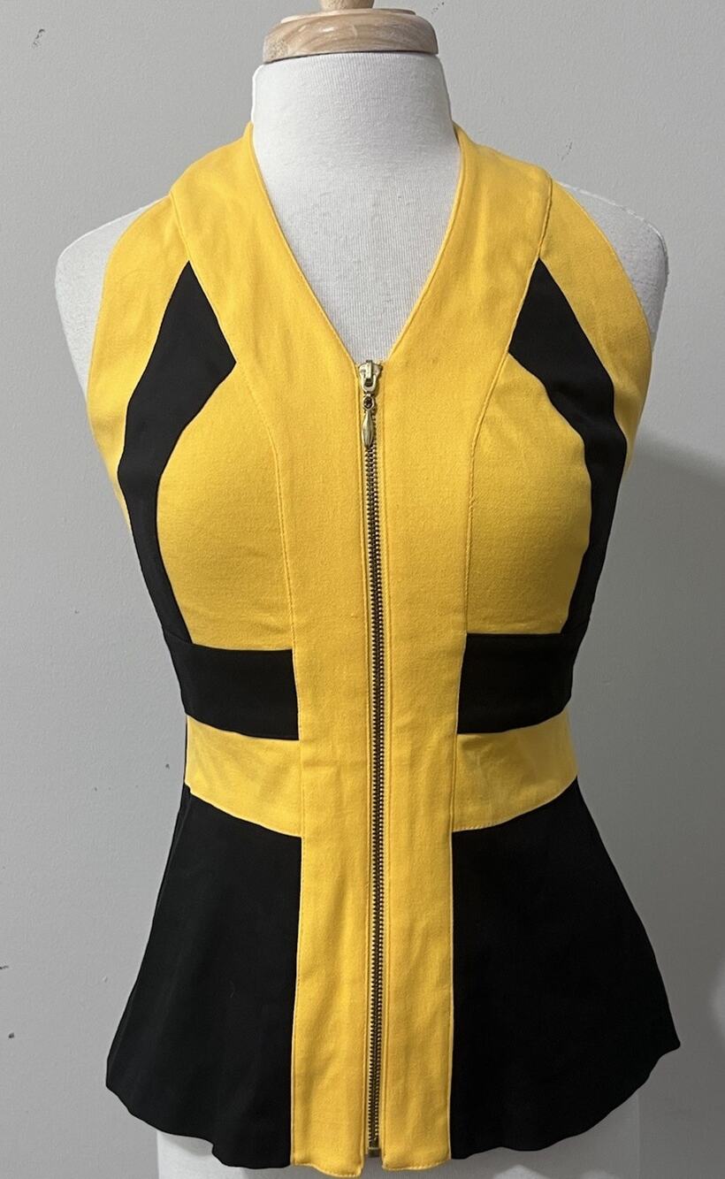 Capacity 90s Y2K Moto Biker Zip Canvas Halter Top Colorblock Made in USA sz L